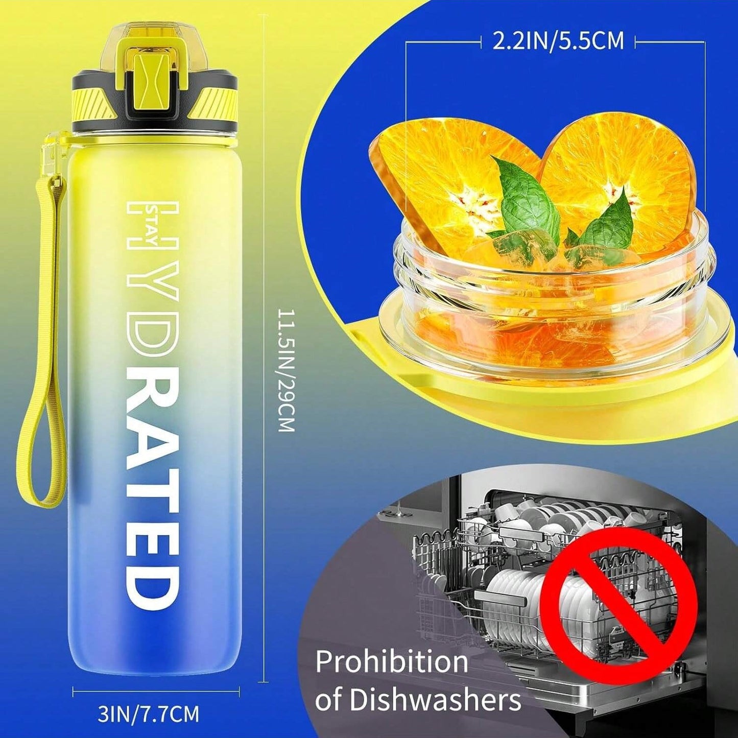 QLUR 32oz Motivational Water Bottle For Women