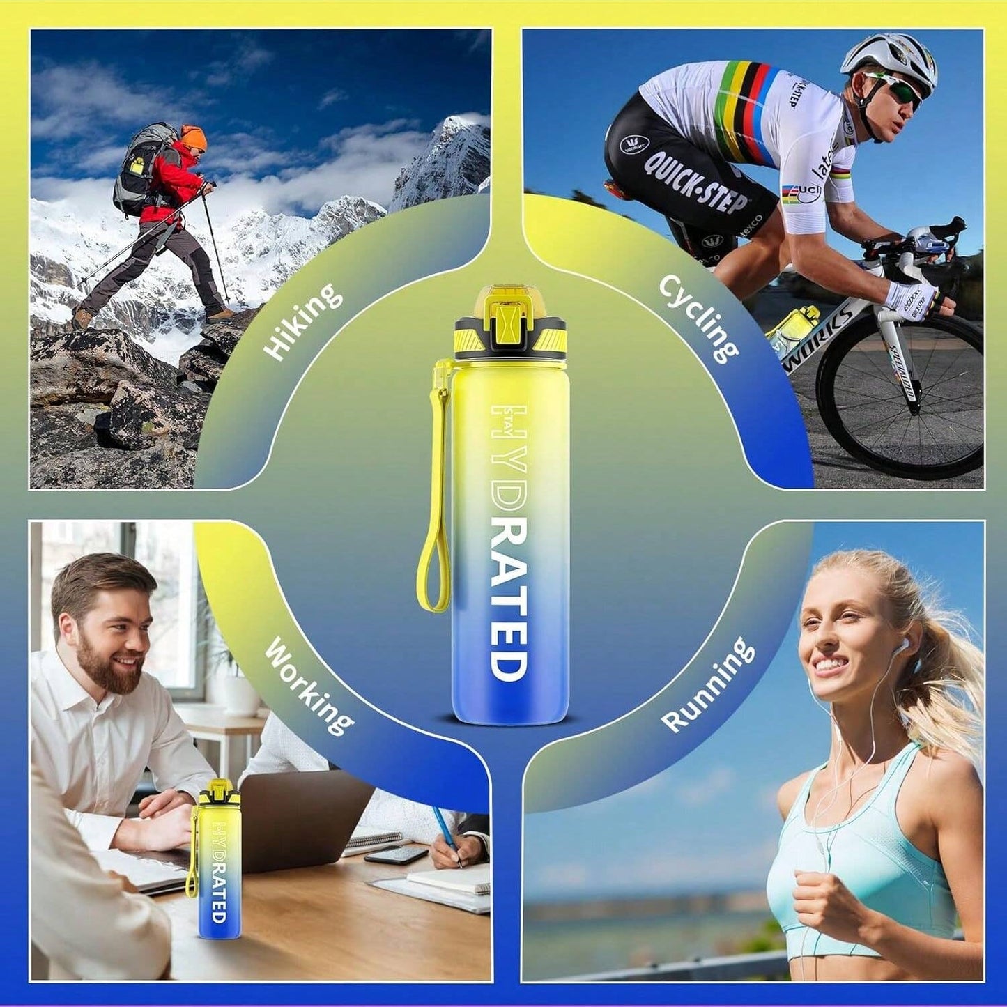 QLUR 32oz Motivational Water Bottle For Women
