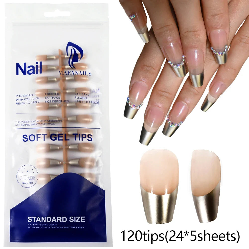 120Pcs Pink French Tip Nails
