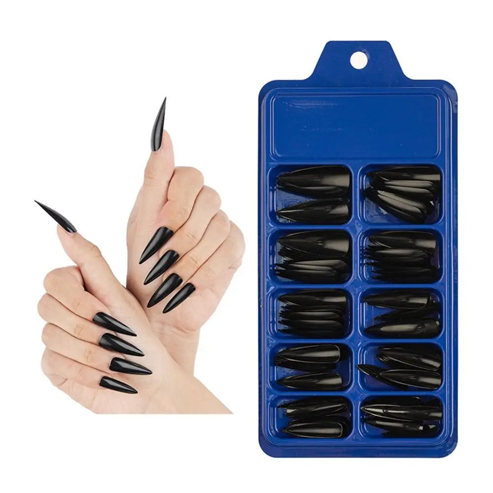 100Pcs Solid Color Stiletto Nails