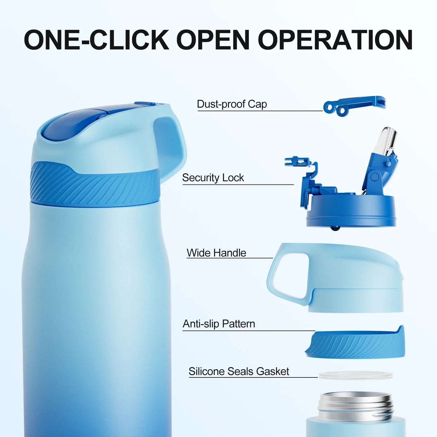 FEIJIAN Vacuum Insulated Sports Water Bottle