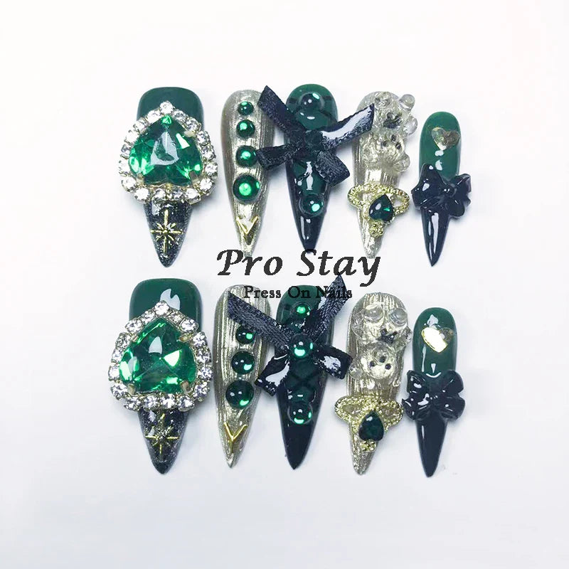 10Pcs Dark Black Y2K Nails