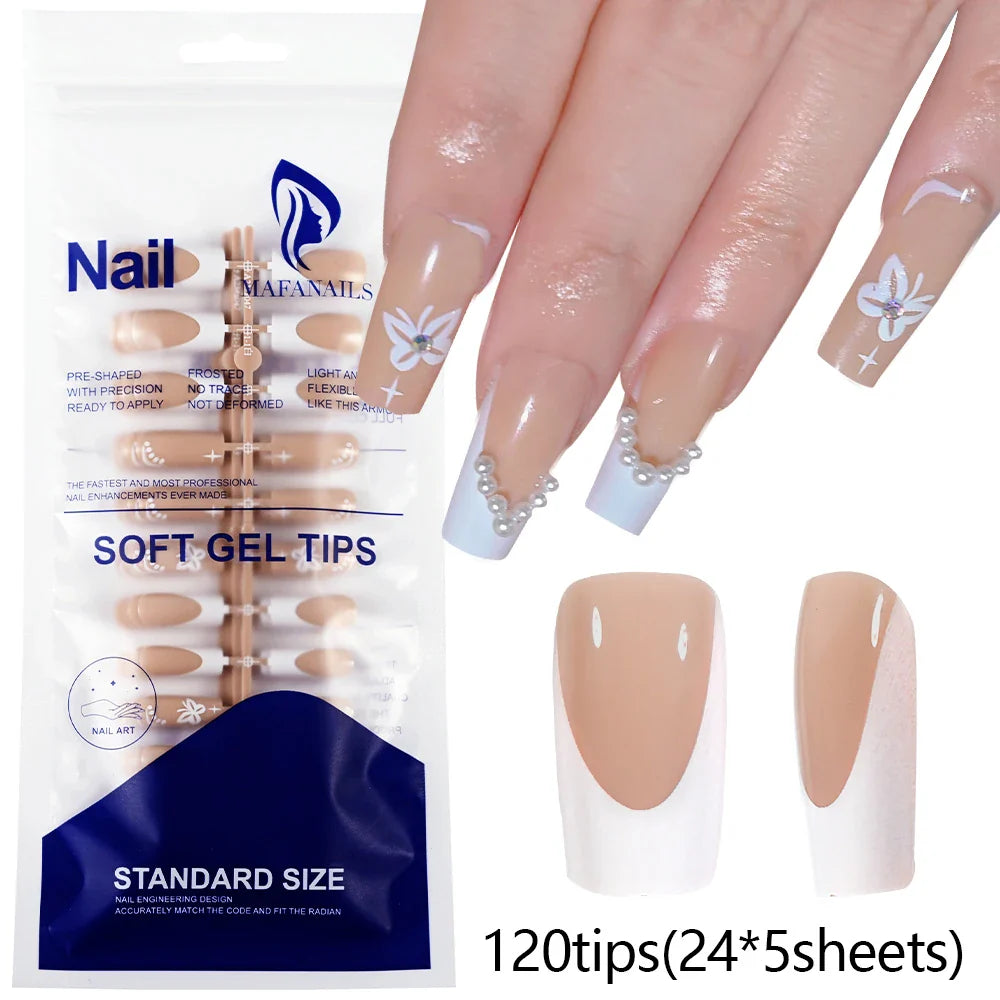 120Pcs Pink French Tip Nails