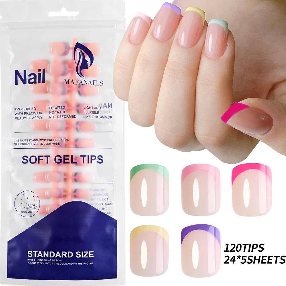 120Pcs Pink French Tip Nails
