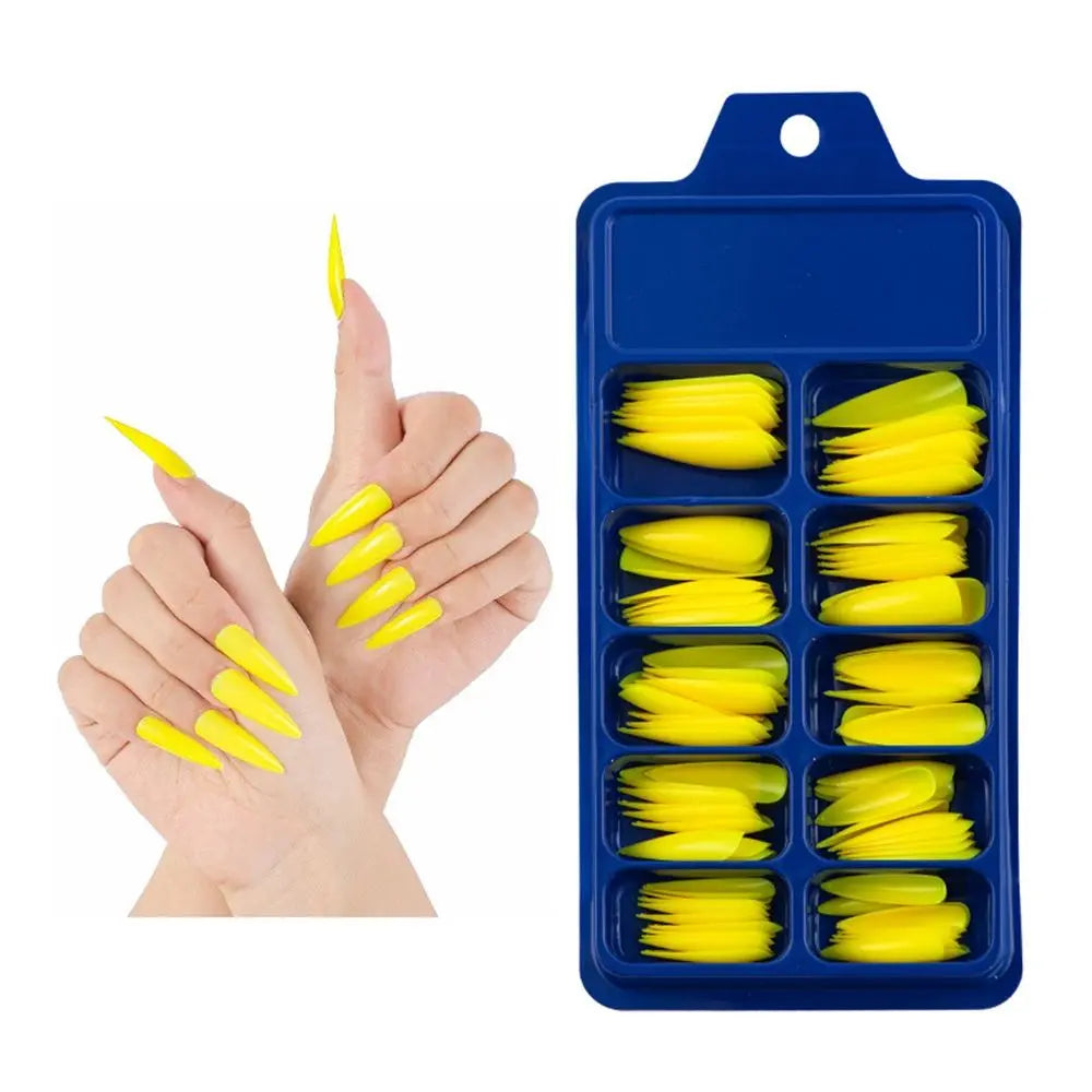 100Pcs Solid Color Stiletto Nails