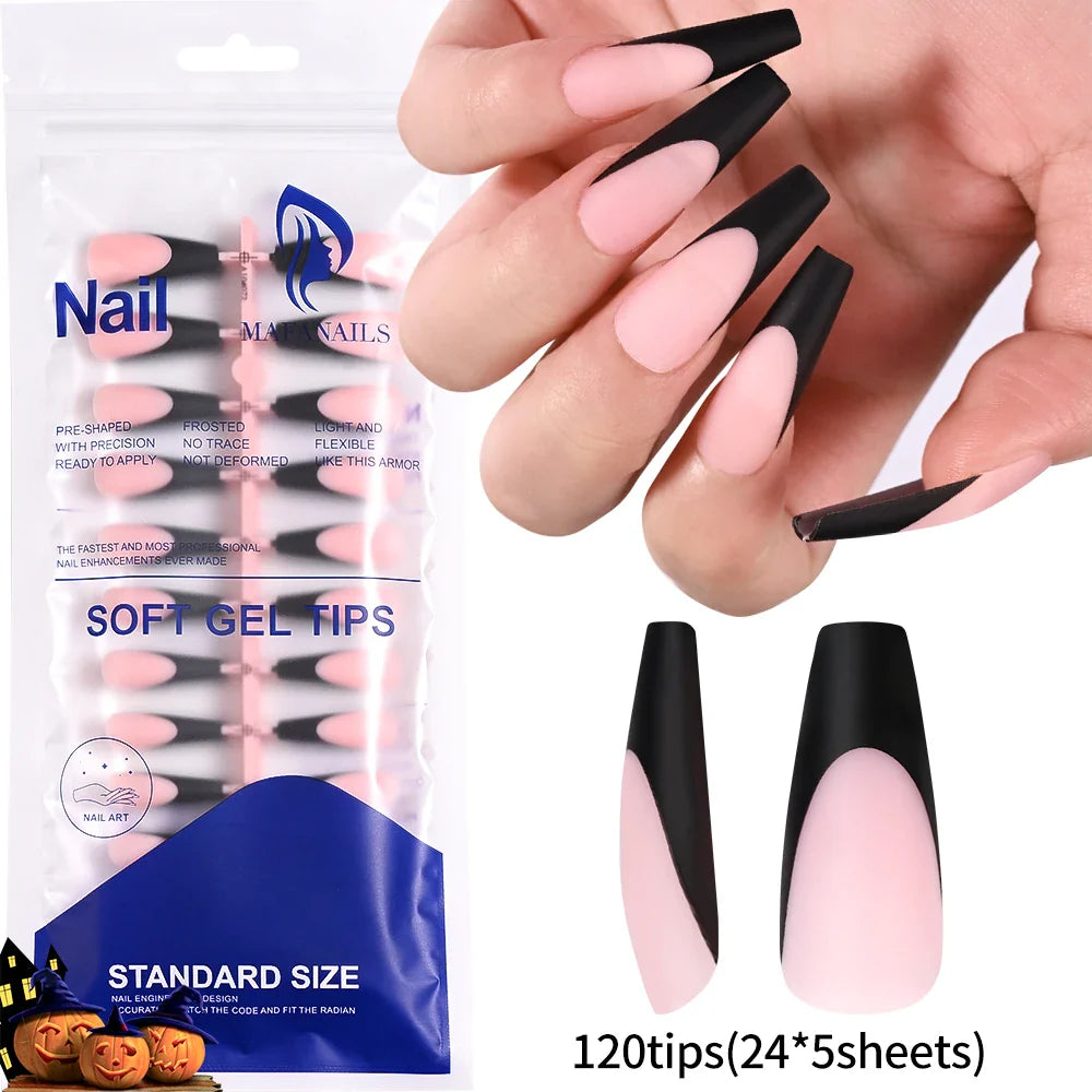 120Pcs Pink French Tip Nails