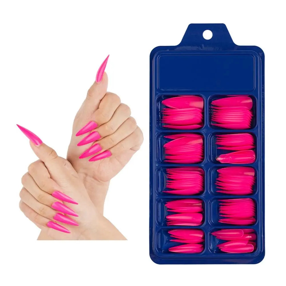 100Pcs Solid Color Stiletto Nails