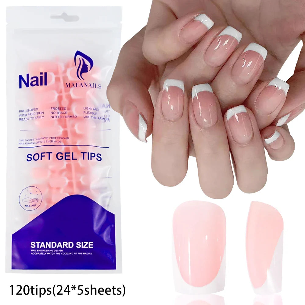 120Pcs Pink French Tip Nails