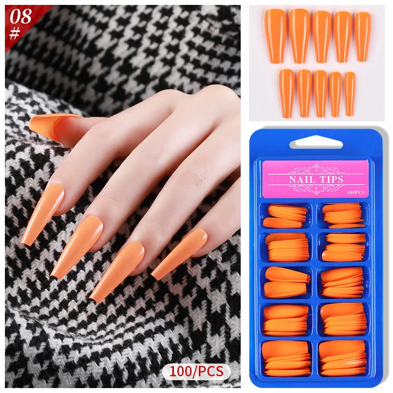 100Pcs Mixed Color Coffin Nails