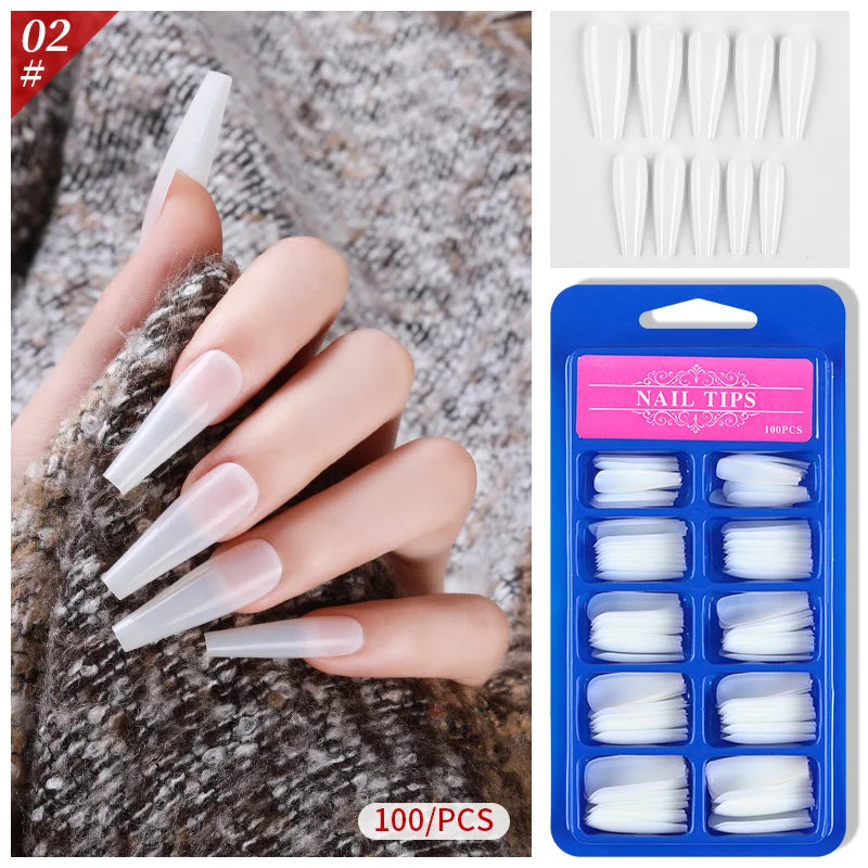 100Pcs Mixed Color Coffin Nails