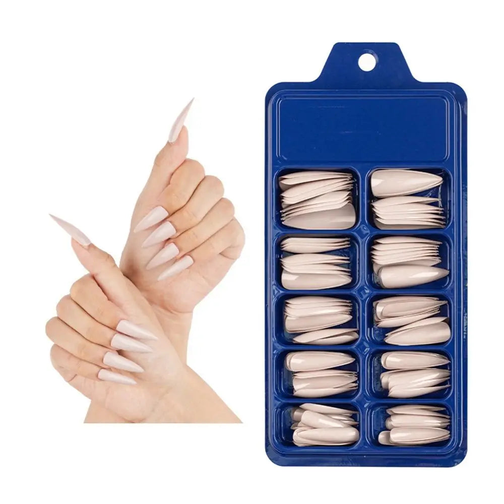 100Pcs Solid Color Stiletto Nails