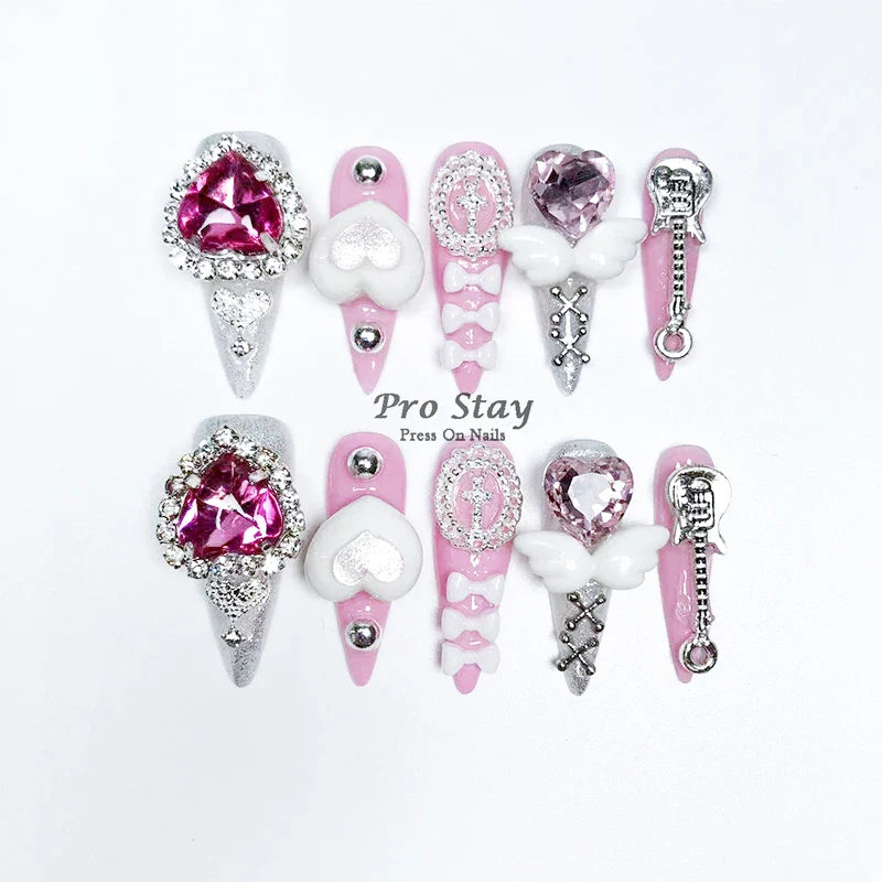 10Pcs Dark Black Y2K Nails
