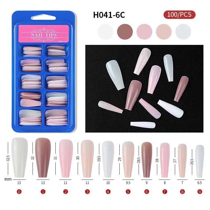 100Pcs Mixed Color Coffin Nails