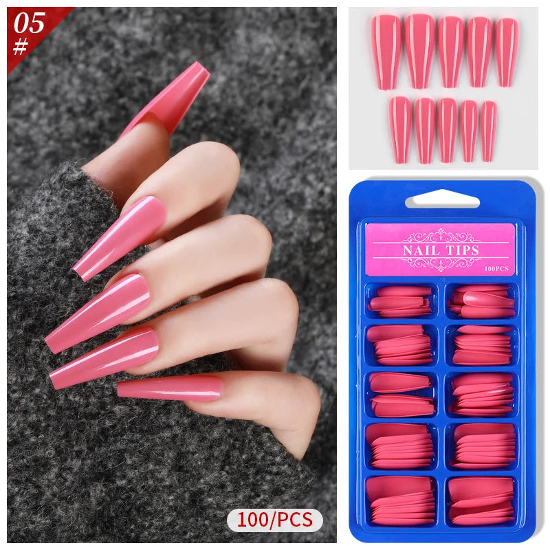 100Pcs Mixed Color Coffin Nails