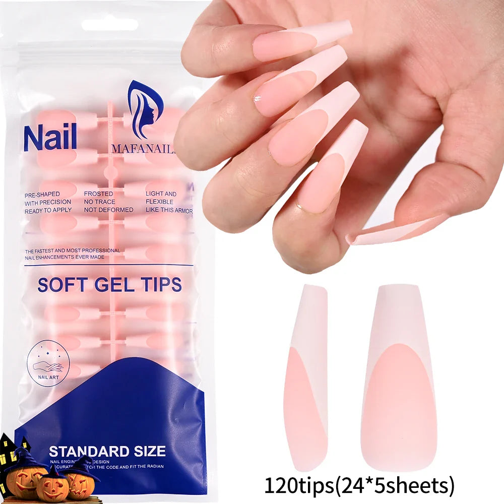 120Pcs Pink French Tip Nails