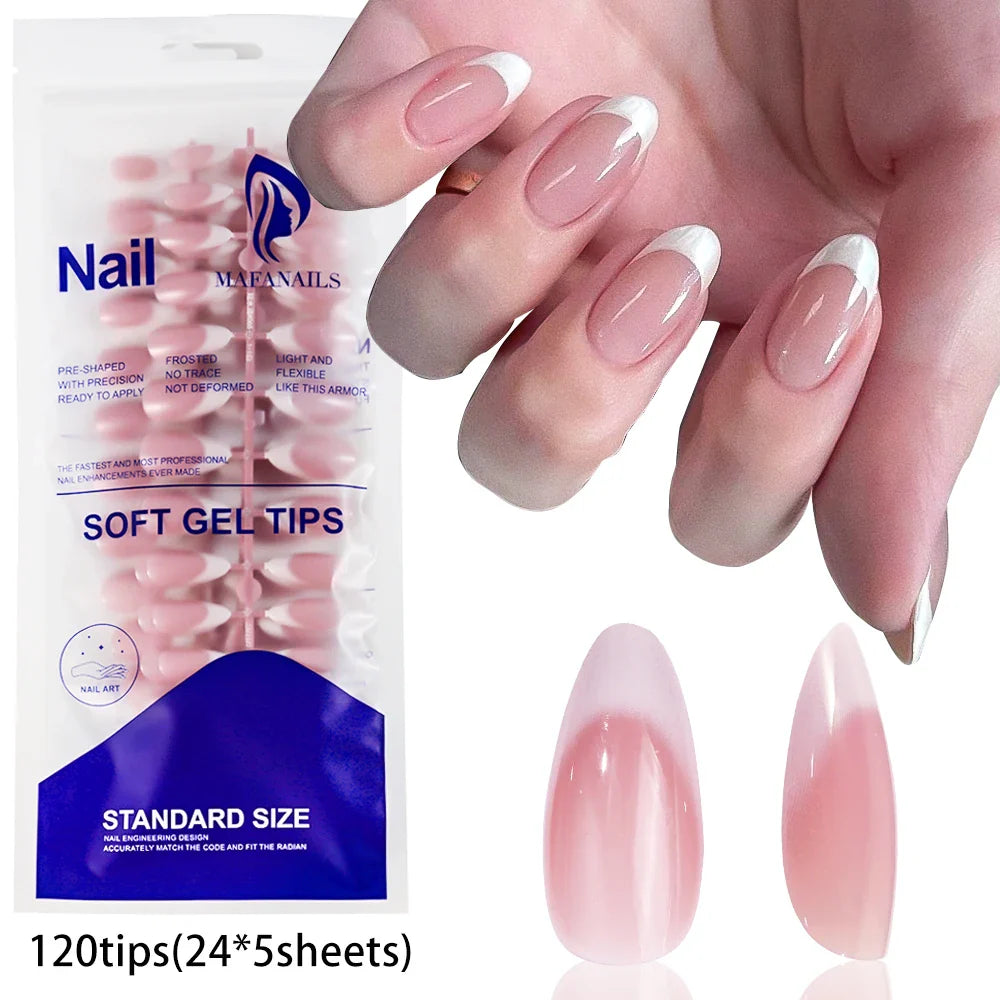 120Pcs Pink French Tip Nails