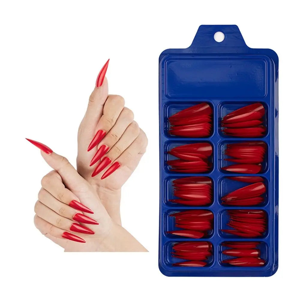 100Pcs Solid Color Stiletto Nails