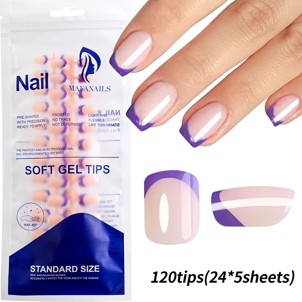 120Pcs Pink French Tip Nails