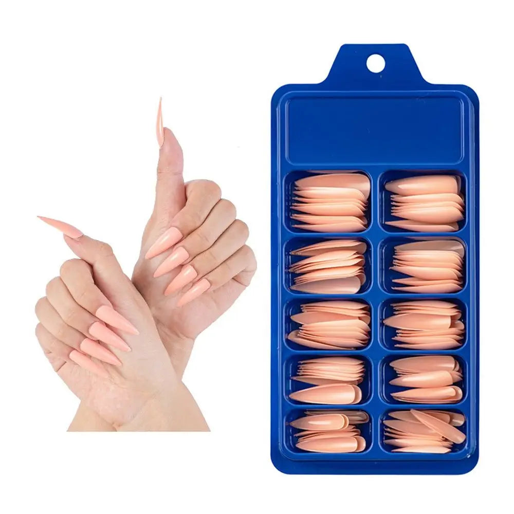 100Pcs Solid Color Stiletto Nails