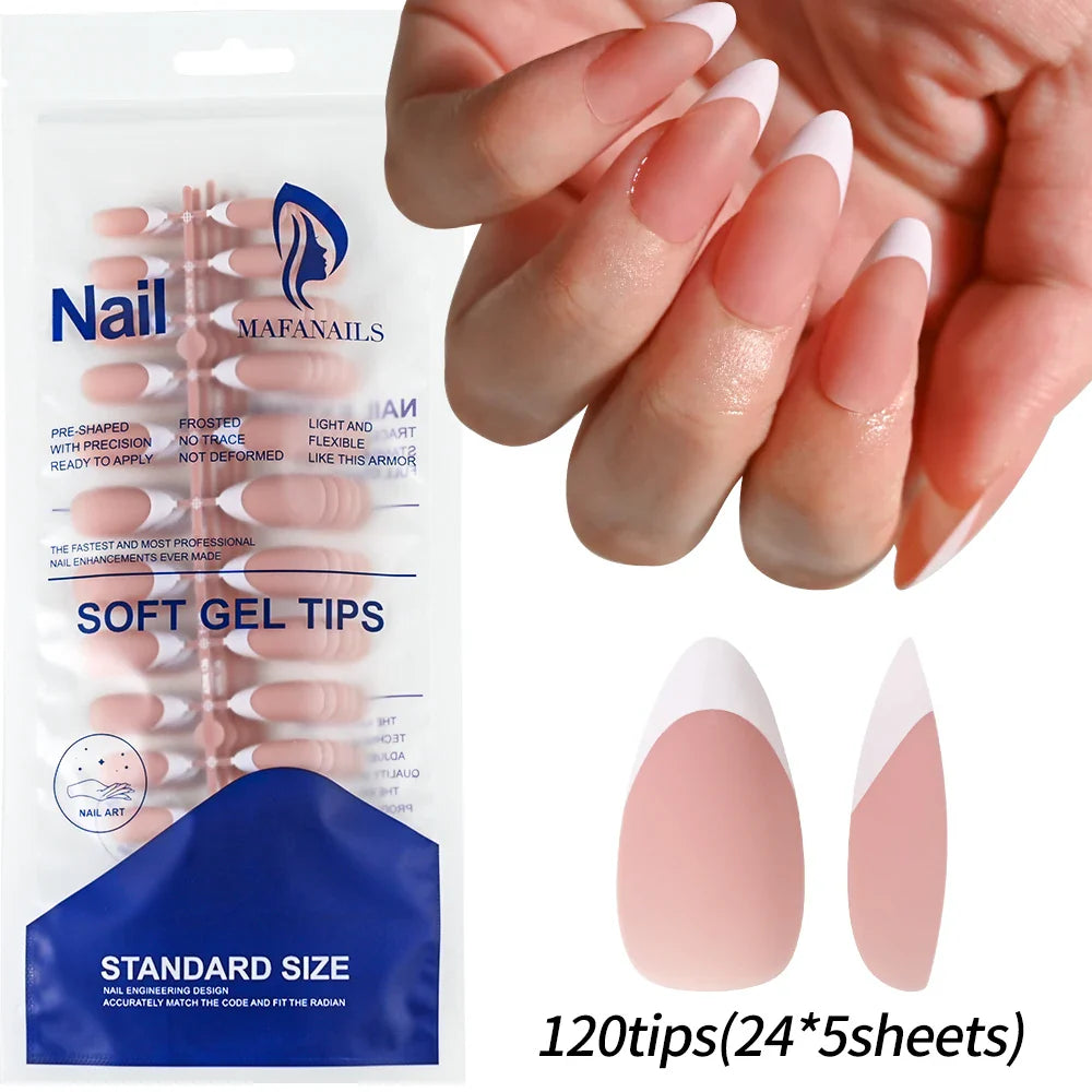 120Pcs Pink French Tip Nails