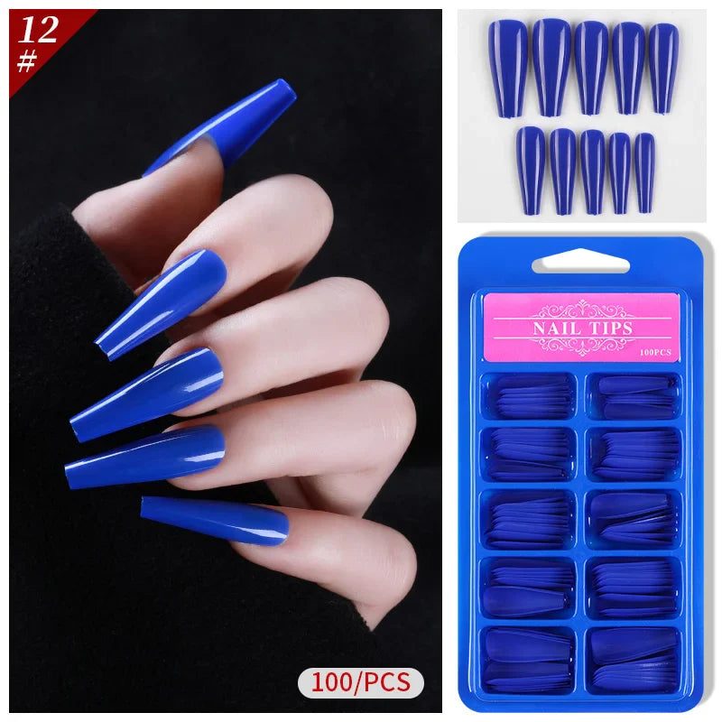 100Pcs Mixed Color Coffin Nails