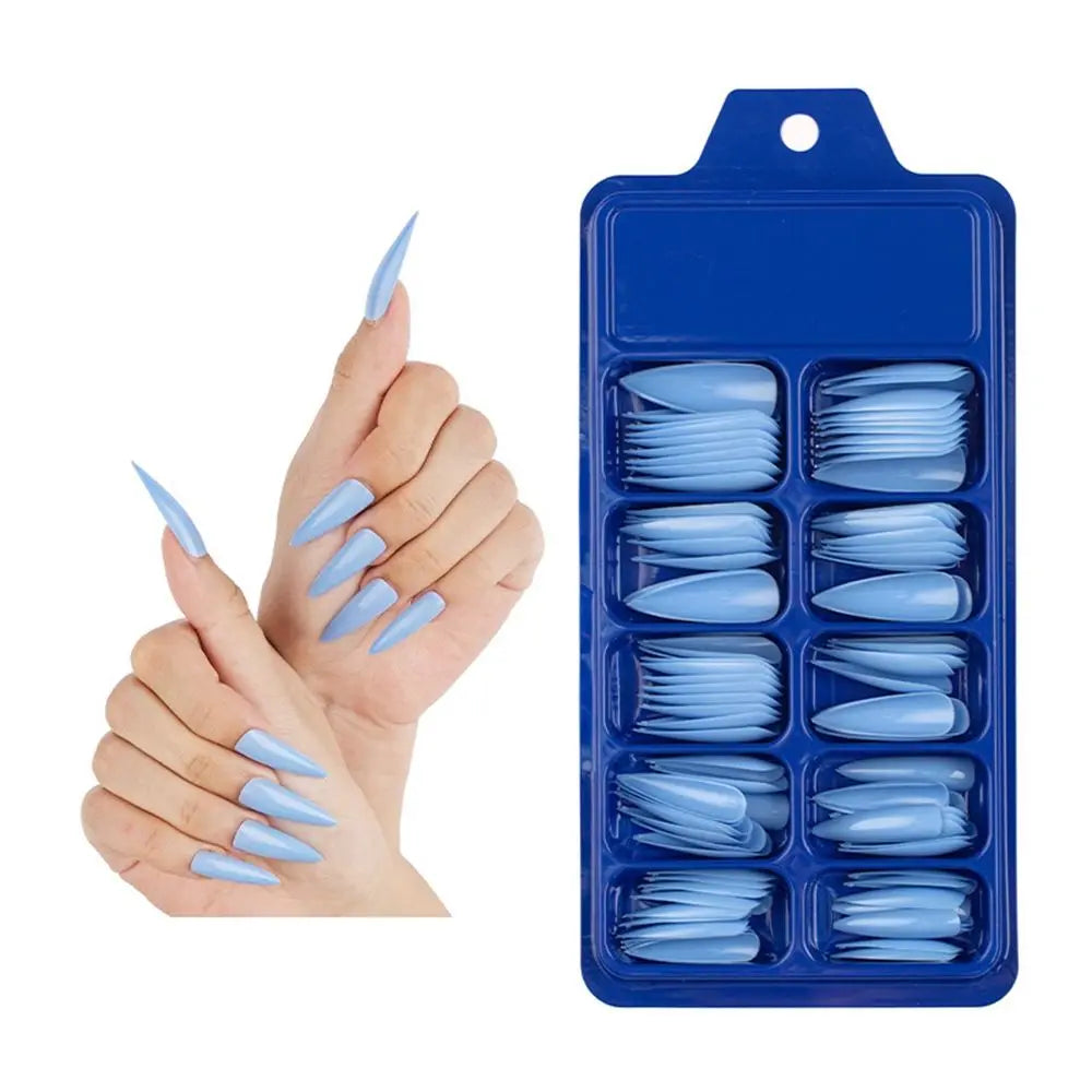 100Pcs Solid Color Stiletto Nails