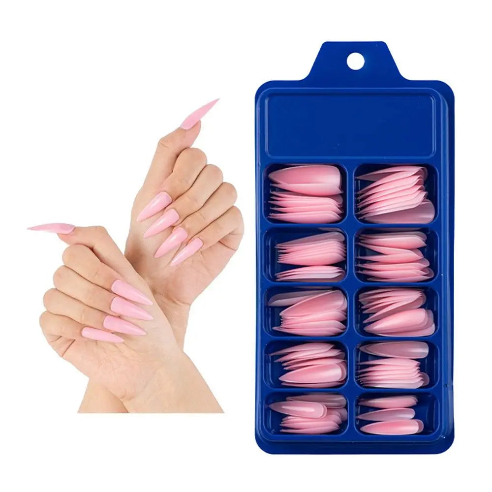 100Pcs Solid Color Stiletto Nails