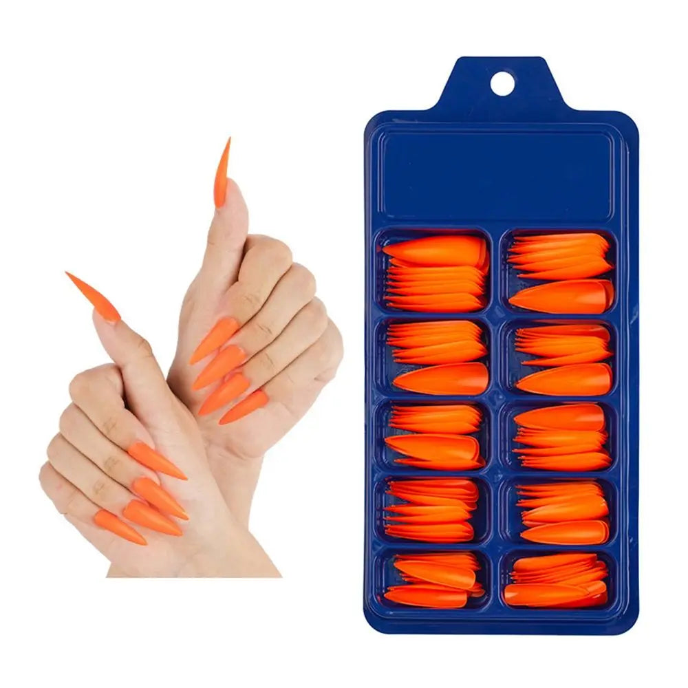 100Pcs Solid Color Stiletto Nails