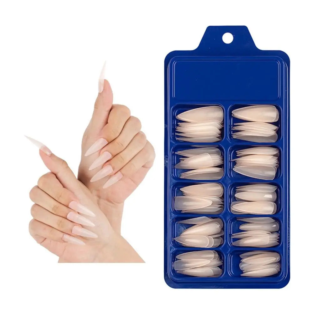 100Pcs Solid Color Stiletto Nails