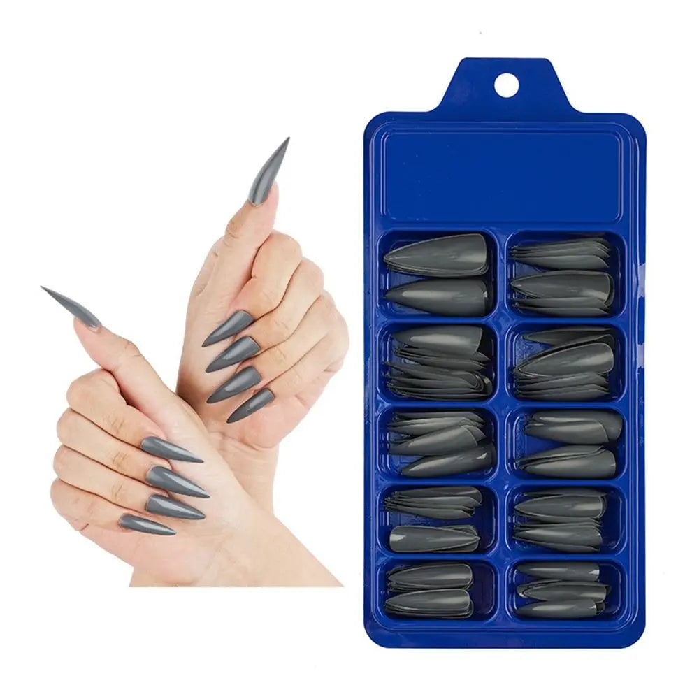100Pcs Solid Color Stiletto Nails