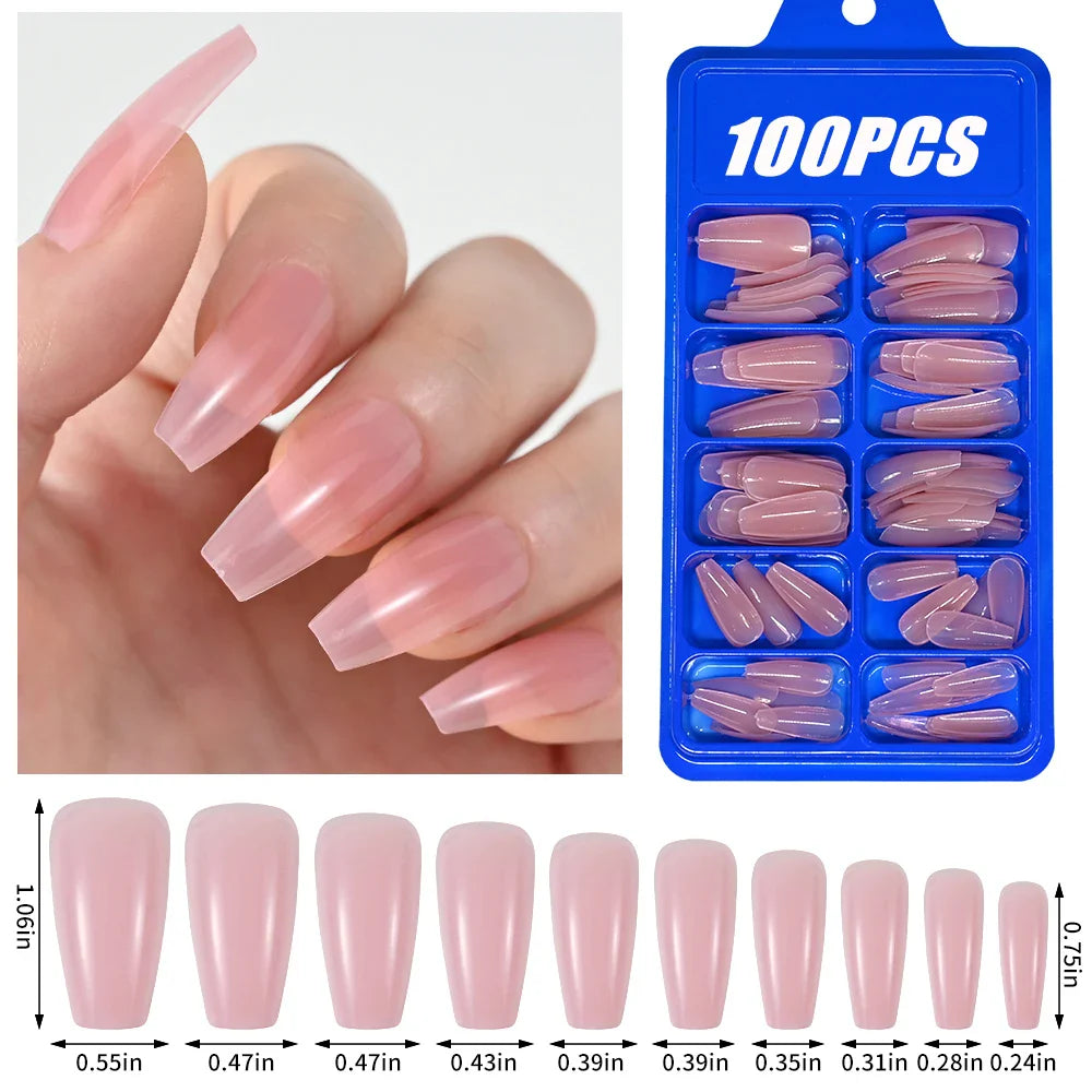 100Pcs Nude Pink Press-On Nails