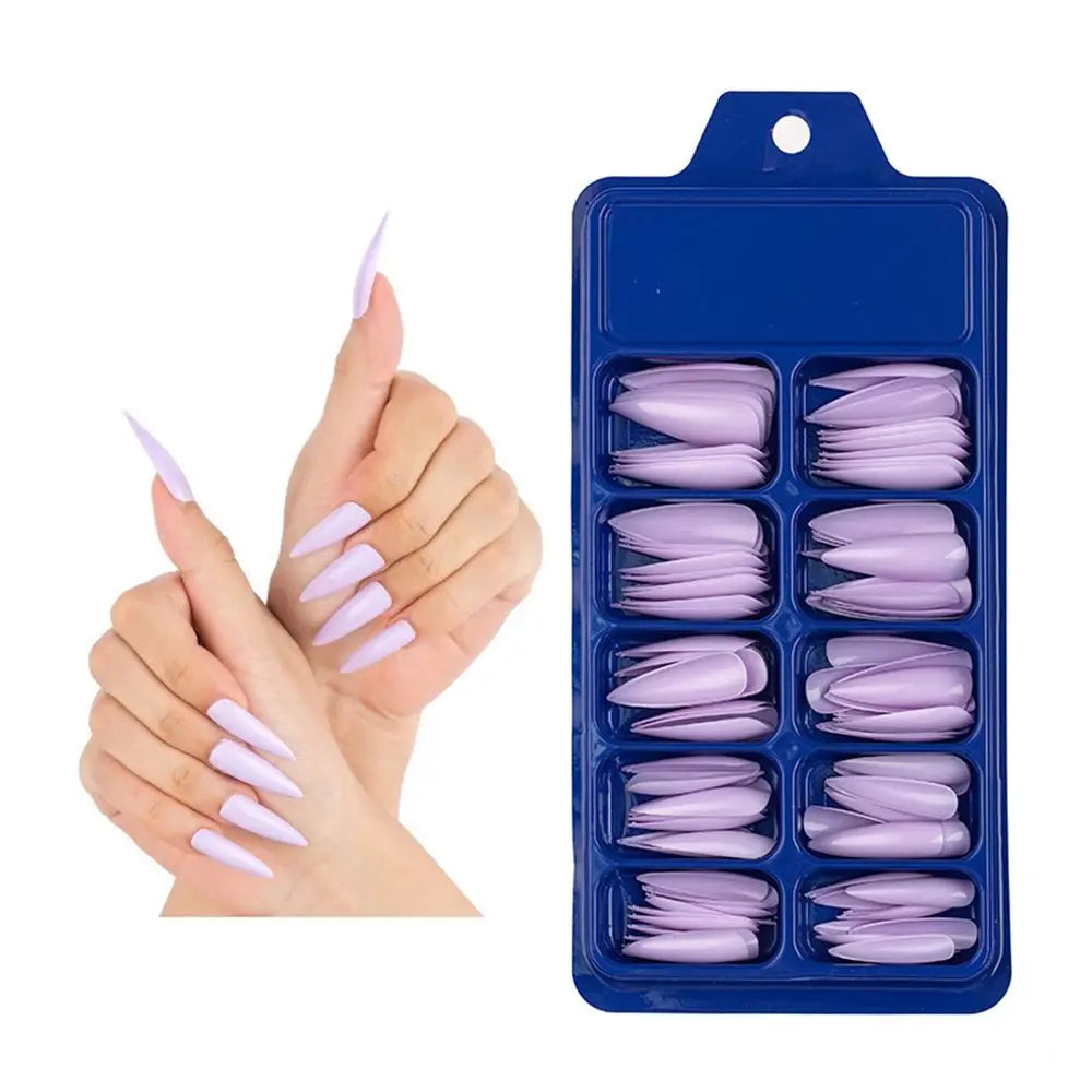100Pcs Solid Color Stiletto Nails