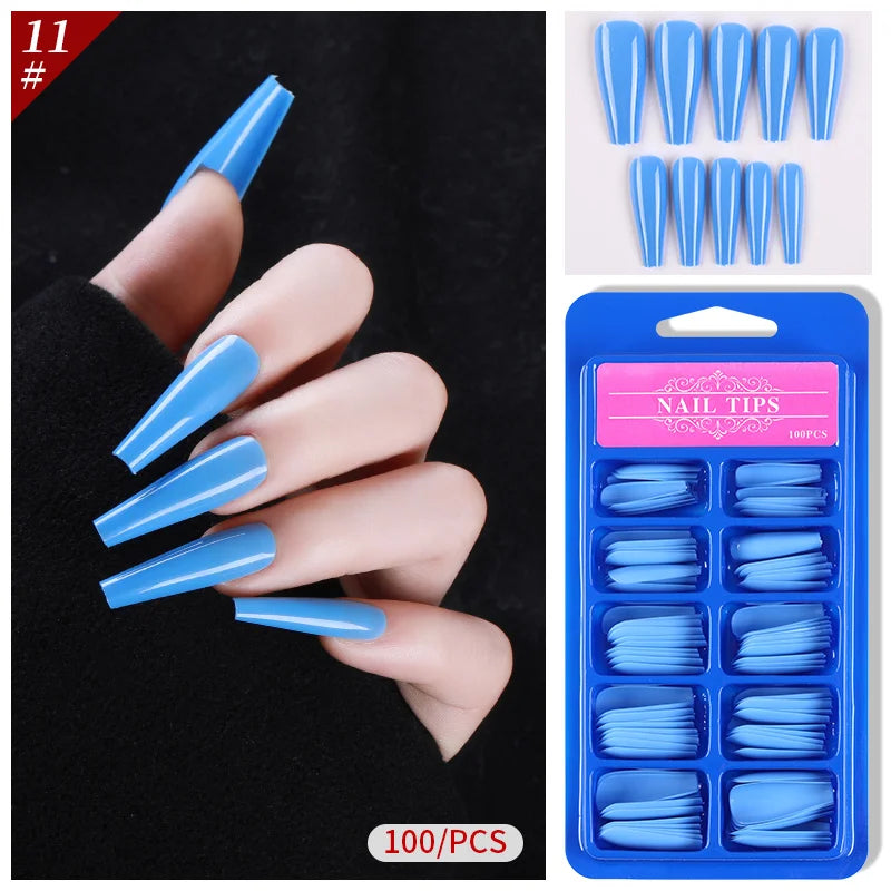 100Pcs Mixed Color Coffin Nails