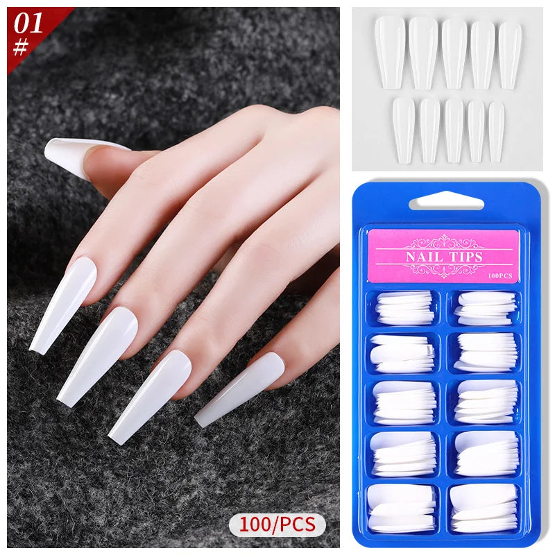 100Pcs Mixed Color Coffin Nails
