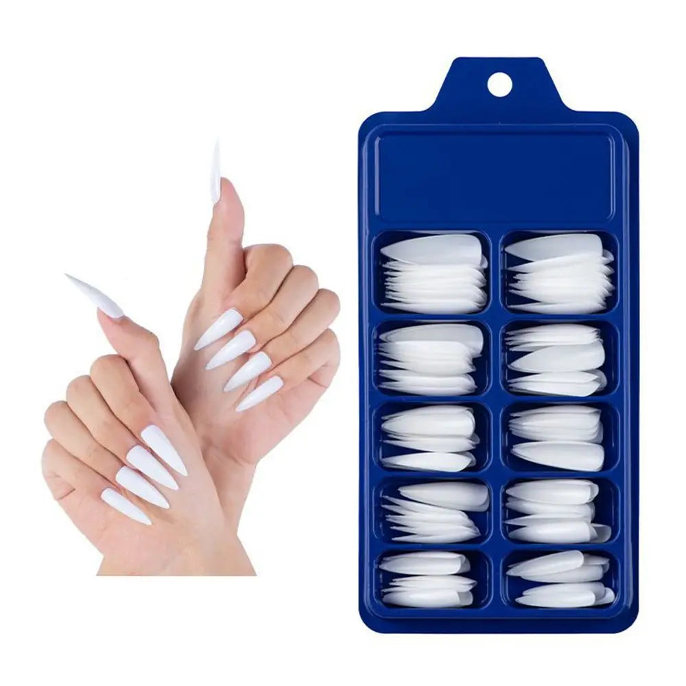 100Pcs Solid Color Stiletto Nails