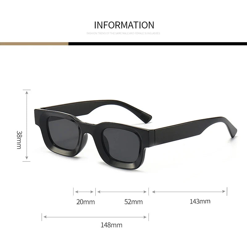 Small Rectangle Thick Frame Sunglasses