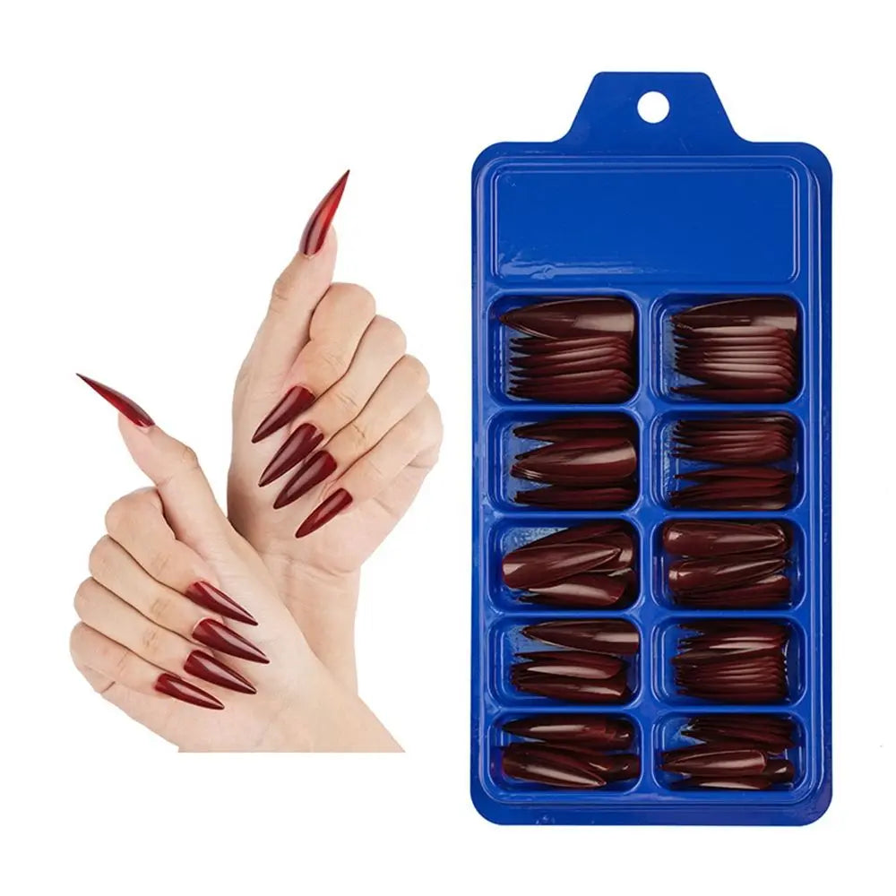 100Pcs Solid Color Stiletto Nails