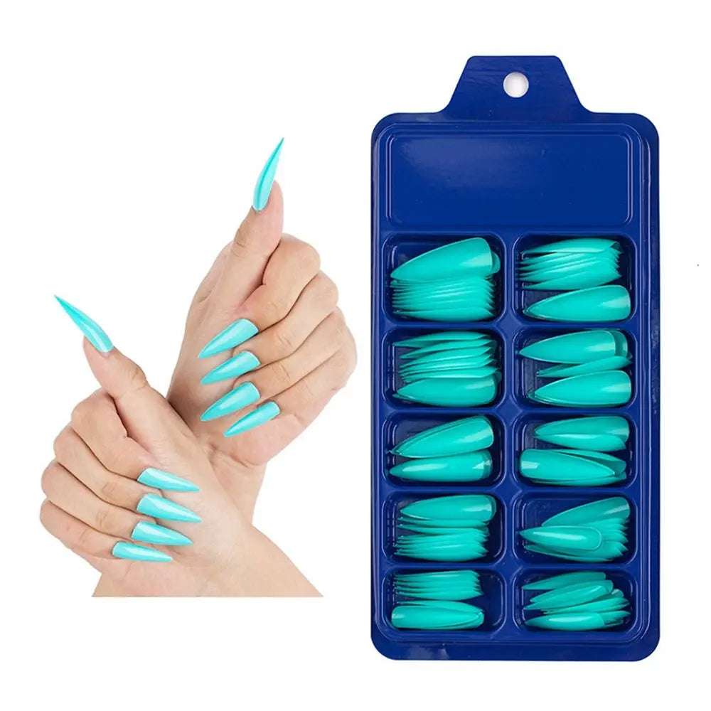 100Pcs Solid Color Stiletto Nails