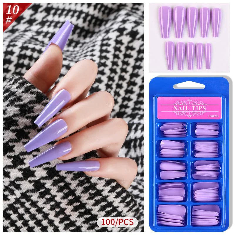 100Pcs Mixed Color Coffin Nails