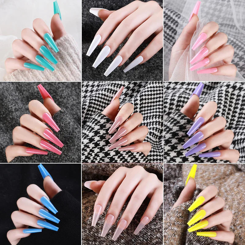 100Pcs Mixed Color Coffin Nails