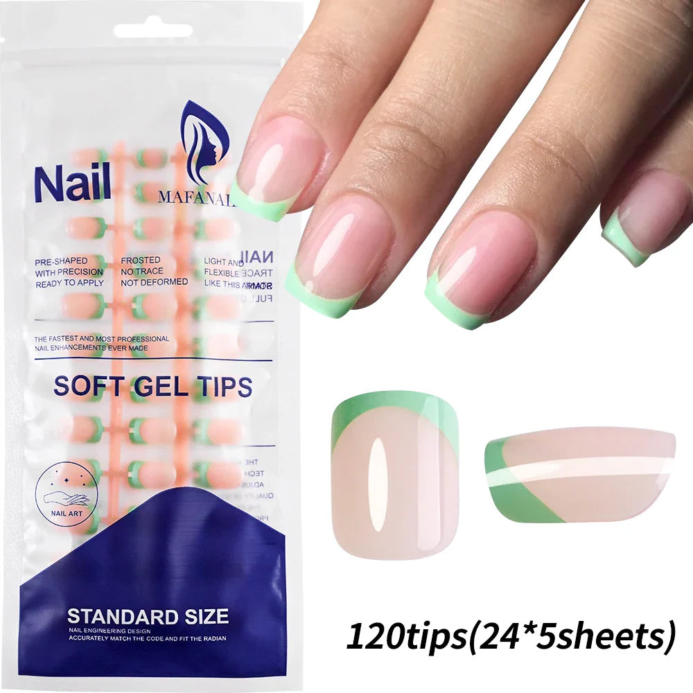 120Pcs Pink French Tip Nails