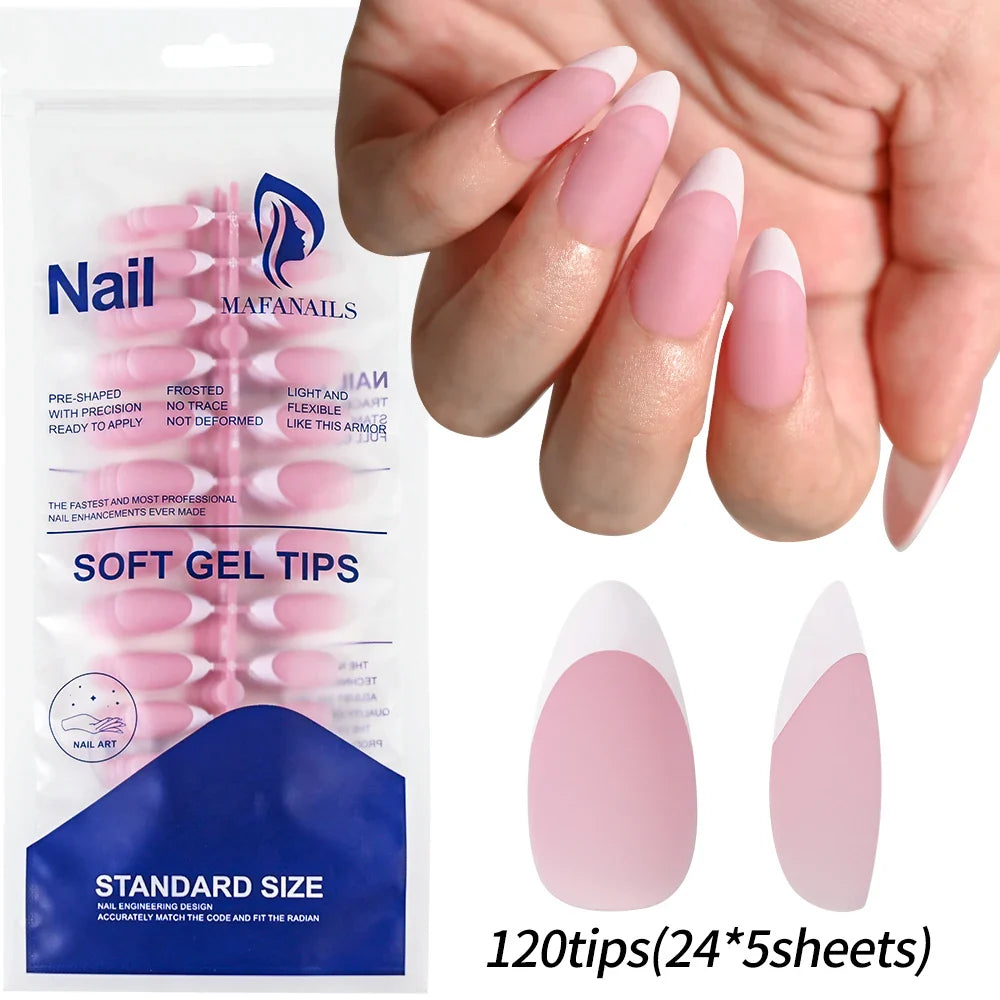 120Pcs Pink French Tip Nails