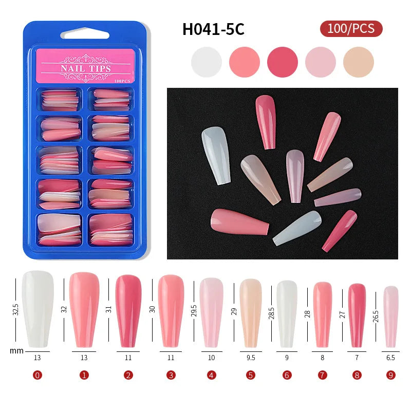100Pcs Mixed Color Coffin Nails