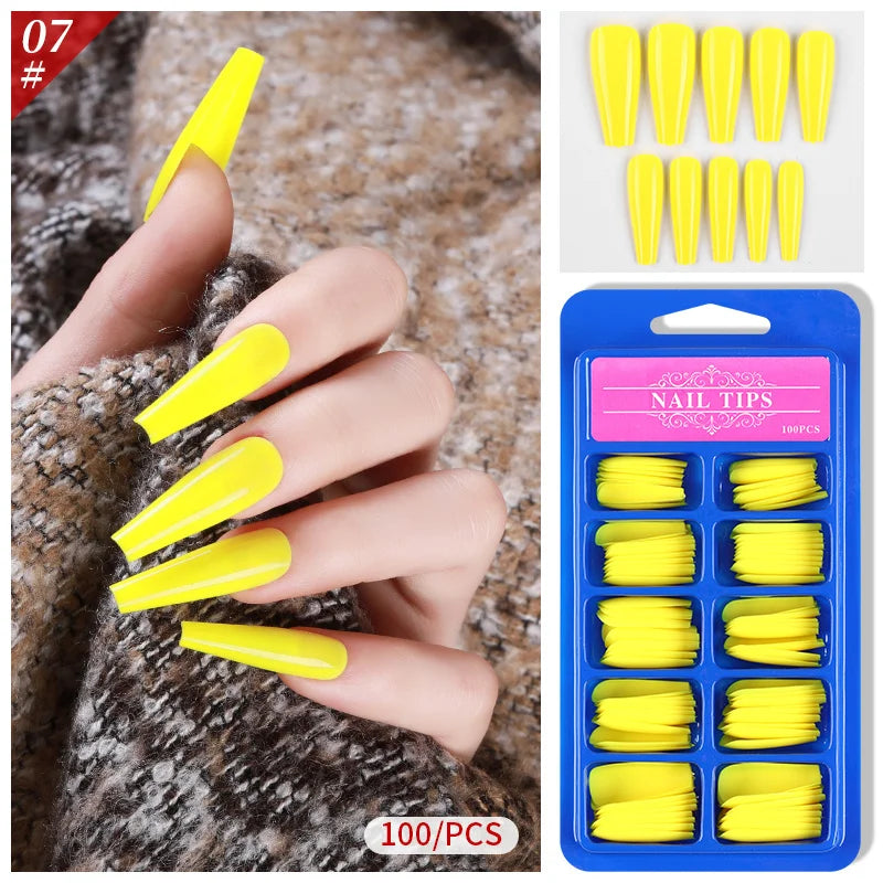 100Pcs Mixed Color Coffin Nails