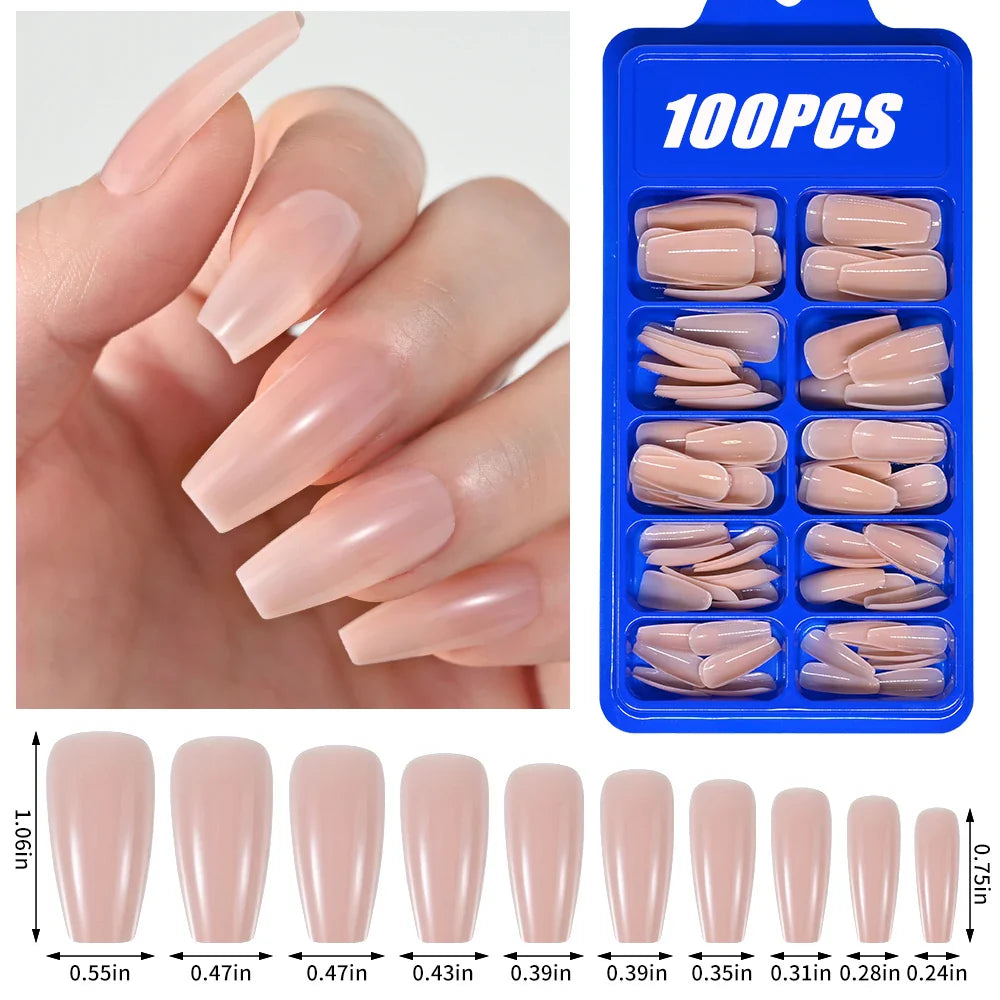 100Pcs Nude Pink Press-On Nails
