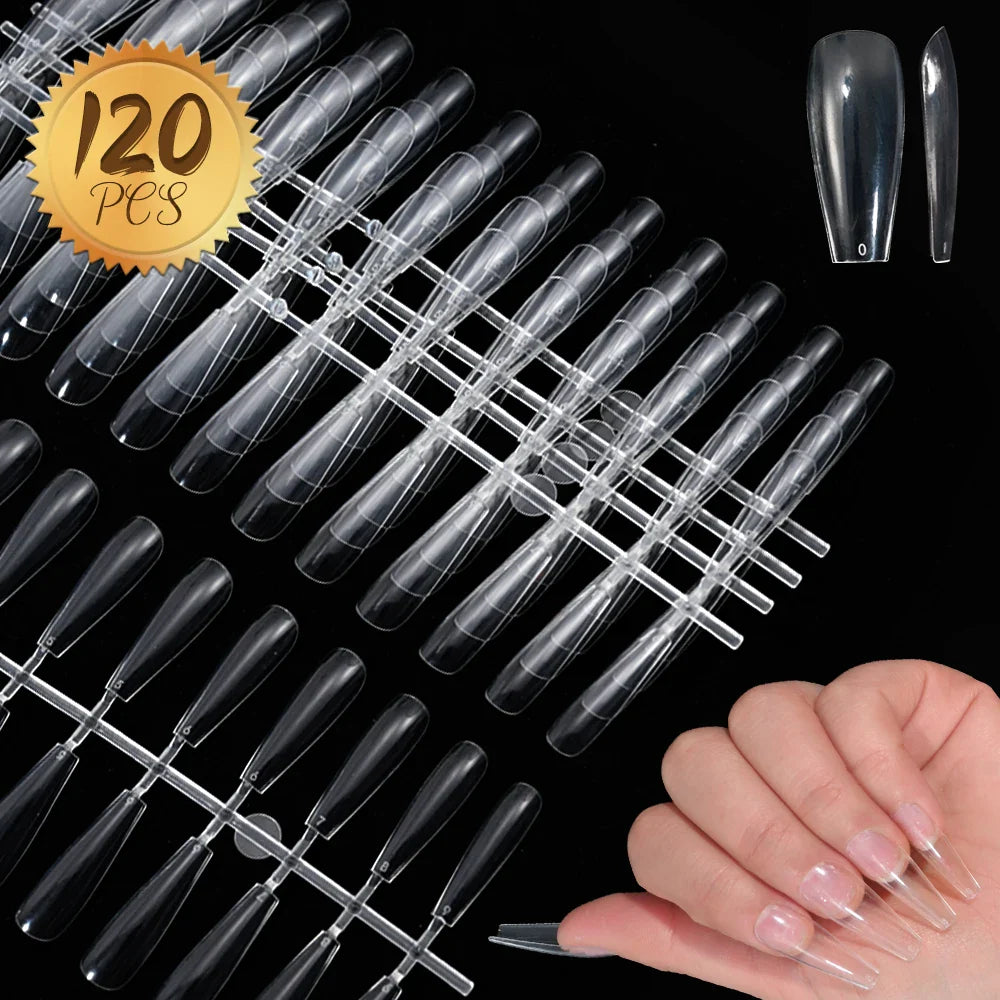 120Pcs Pink French Tip Nails