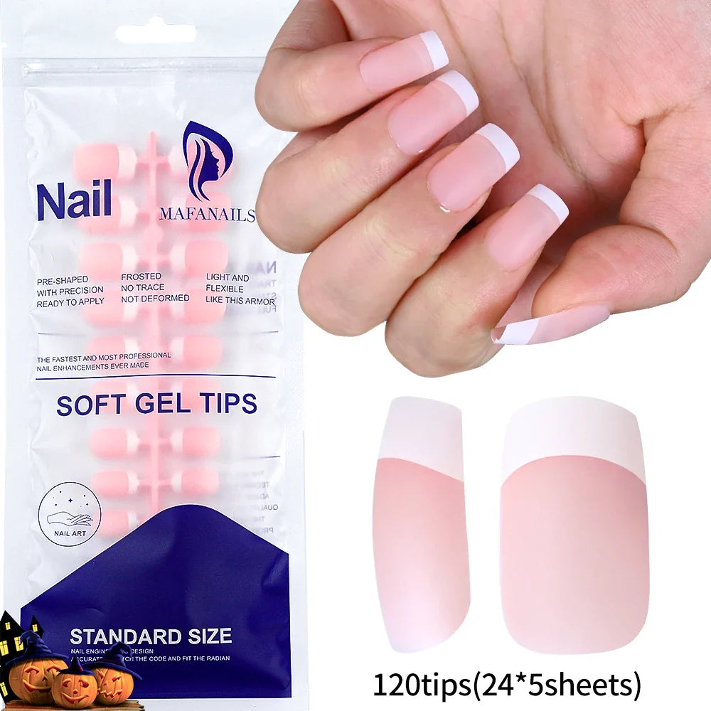 120Pcs Pink French Tip Nails