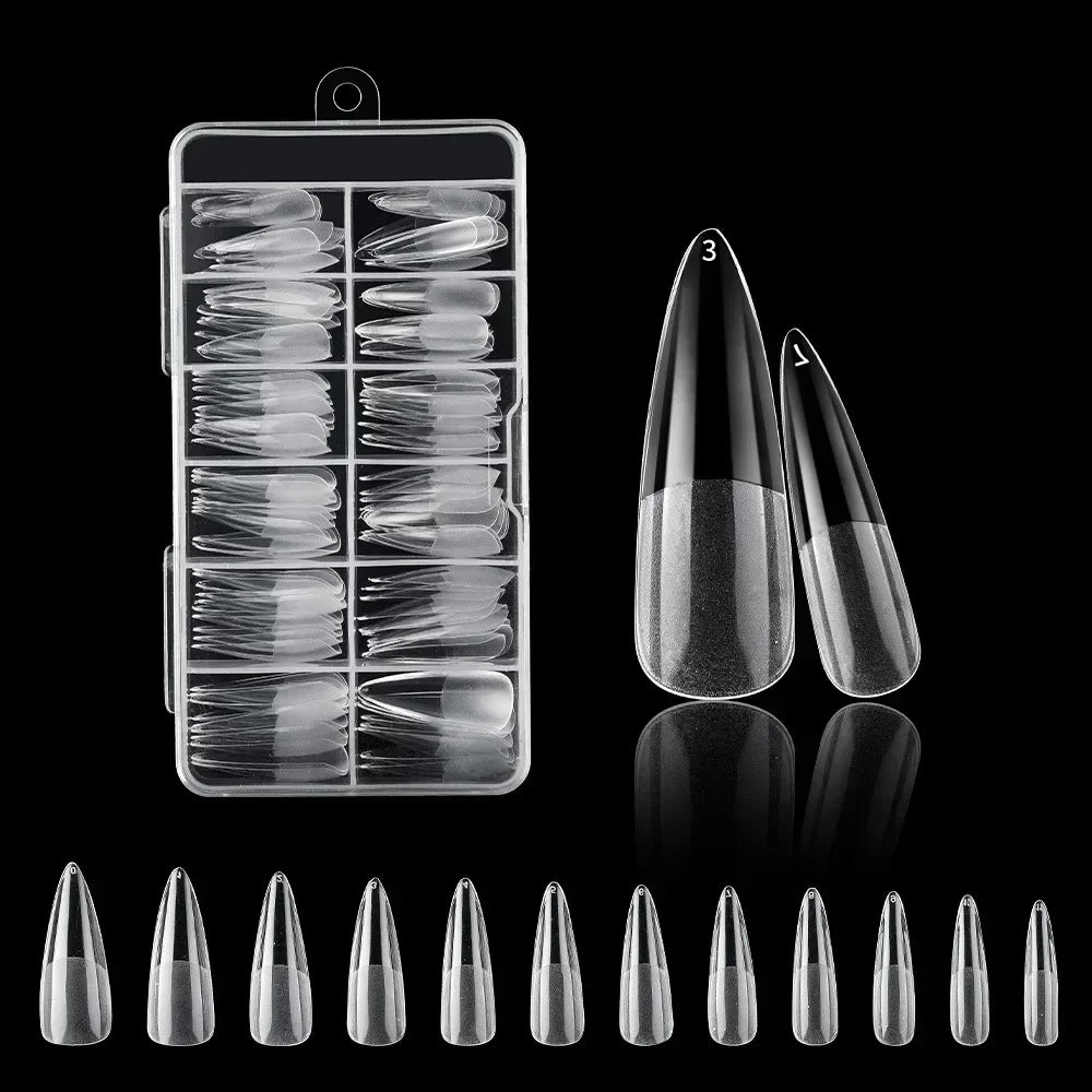 120Pcs Clear Frosted Fake Nail Tips