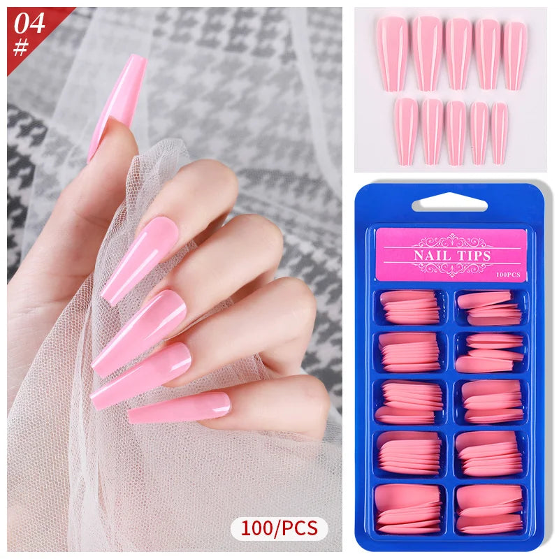 100Pcs Mixed Color Coffin Nails