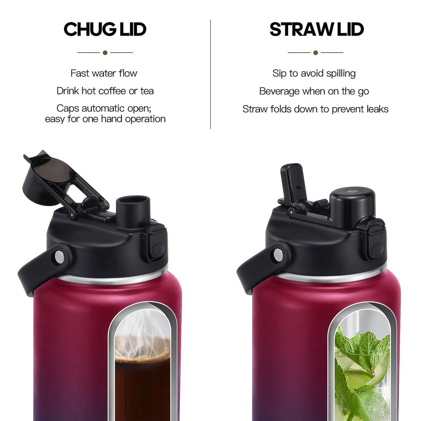 Hydropal Insulated Water Bottle with 2-in-1 Lid